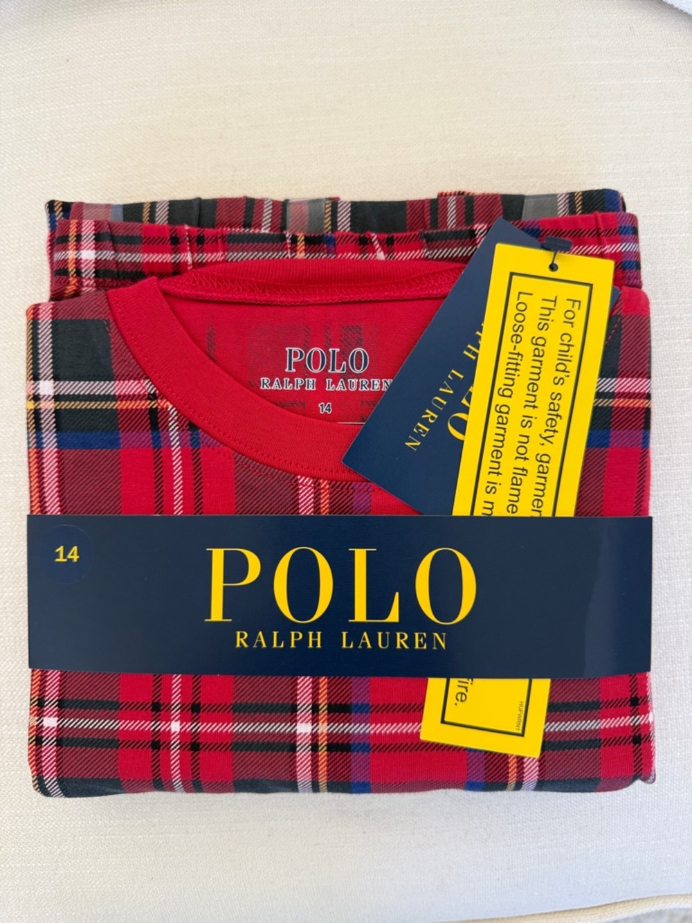 Ralph Lauren Red Plaid Kids Pajama Set